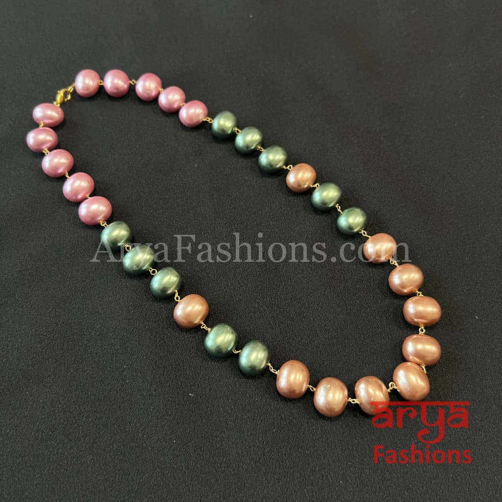 Tanjore Beads Pearls Indian Necklace