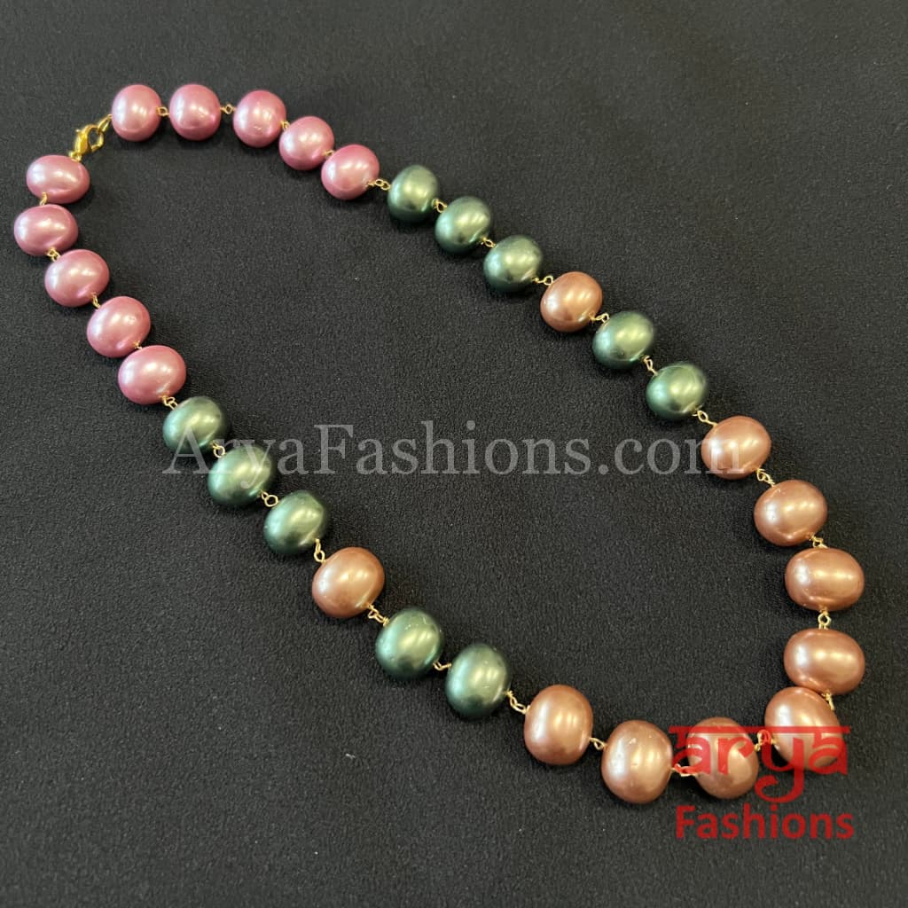 Tanjore Beads Pearls Indian Necklace