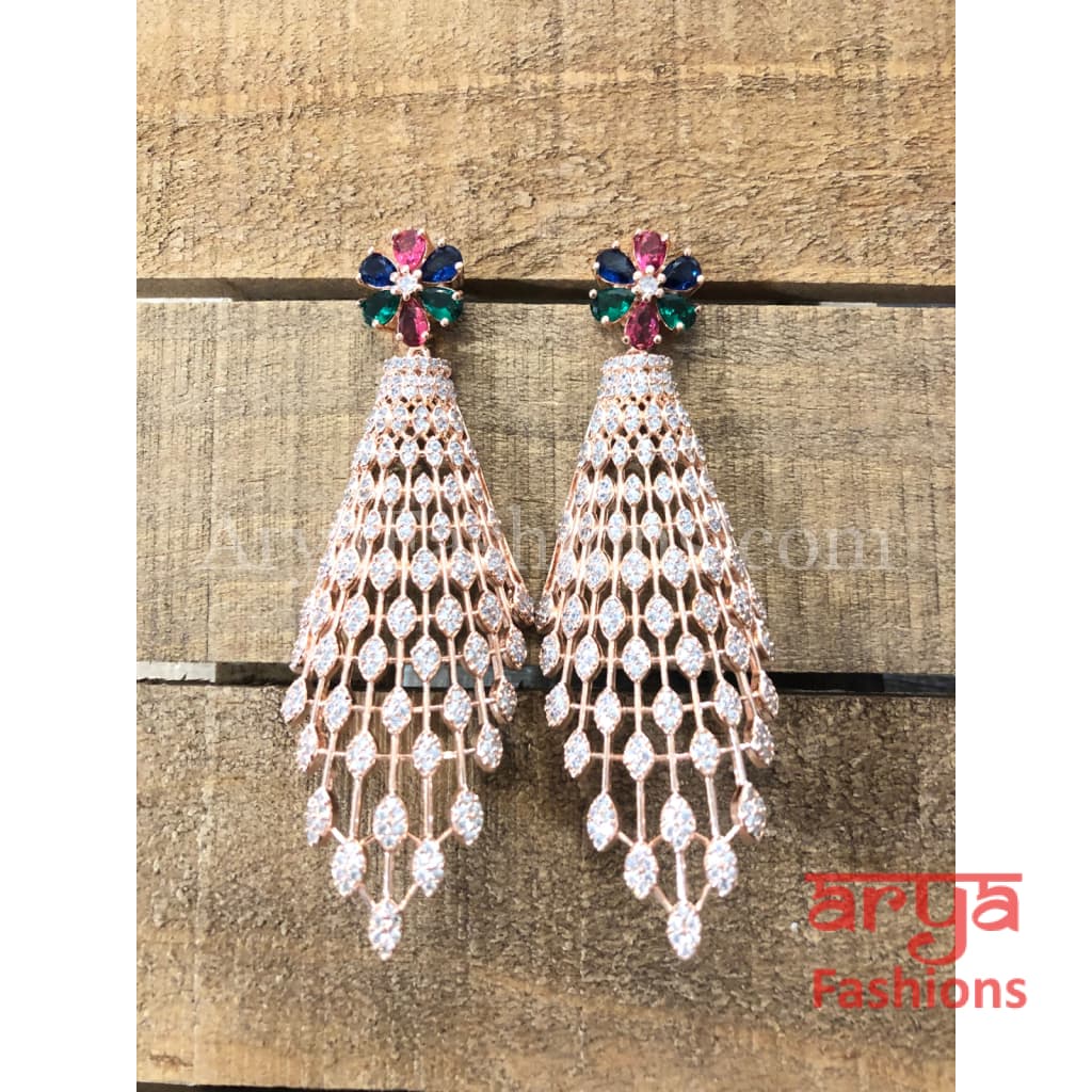 Tia CZ Rose Gold Cocktail Earrings / Statement Jewelry