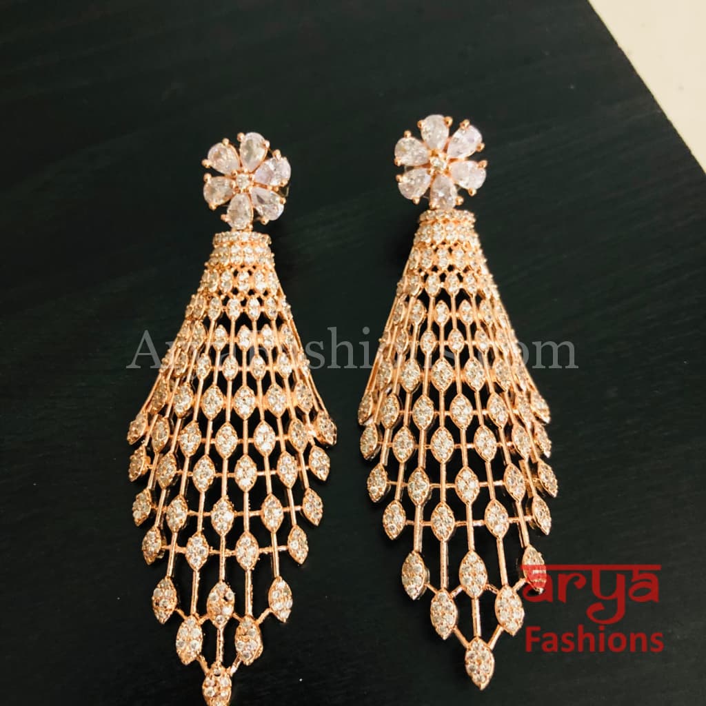 Tia CZ Rose Gold Cocktail Earrings / Statement Jewelry