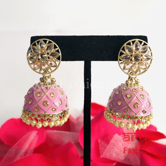 Traditional colorful Meenakari Jhumkas