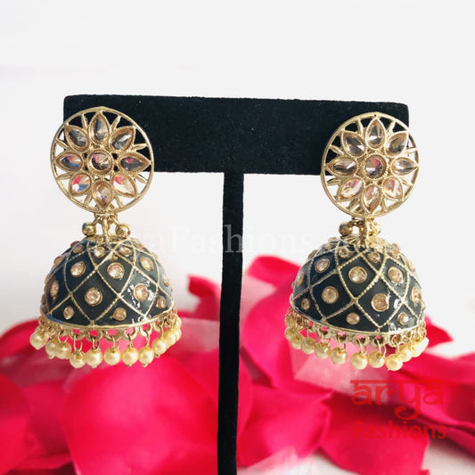 Traditional colorful Meenakari Jhumkas