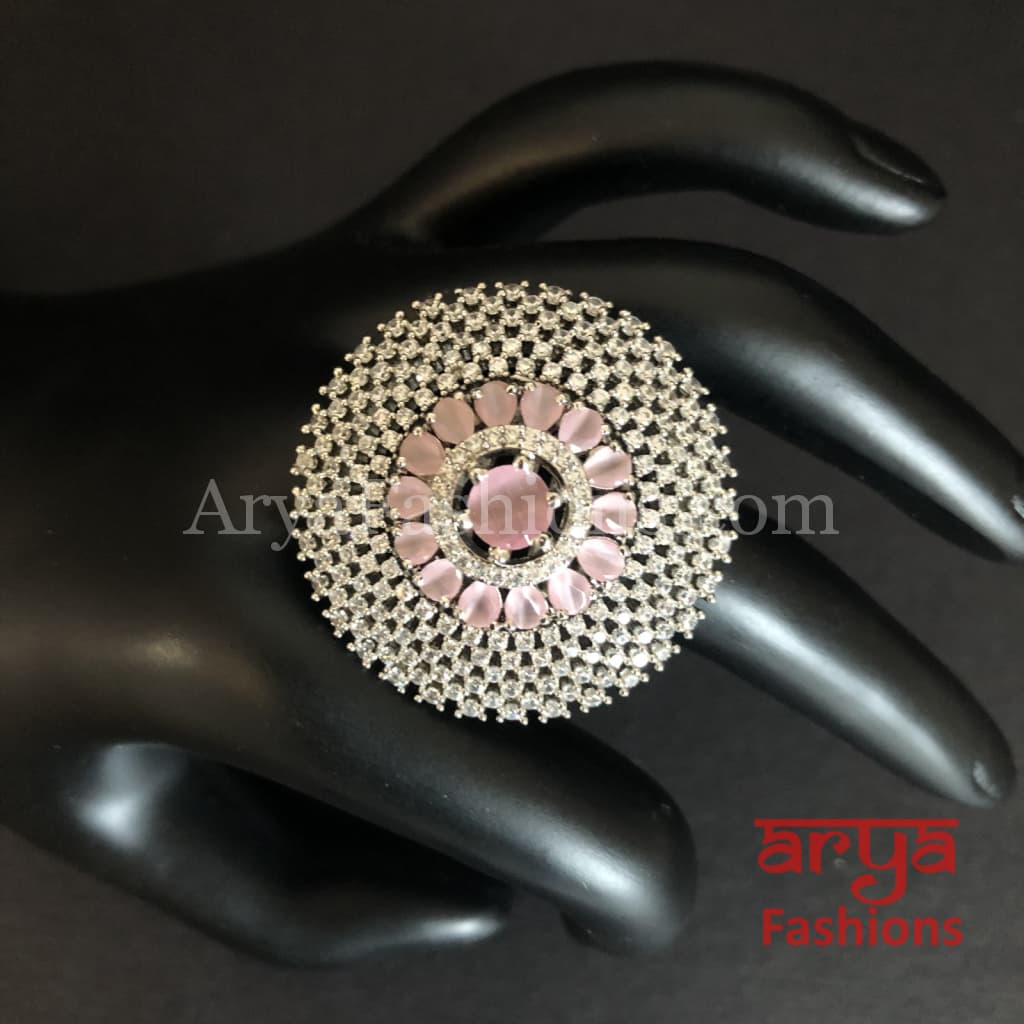 Trisha Cubic Zirconia Statement Silver Cocktail Ring