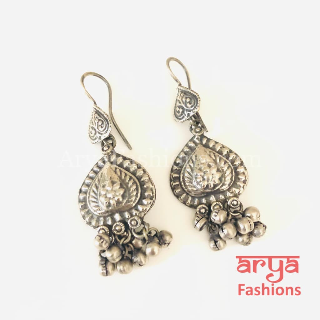 Trisha Oxidized Silver Jhumka Hoop Earrings