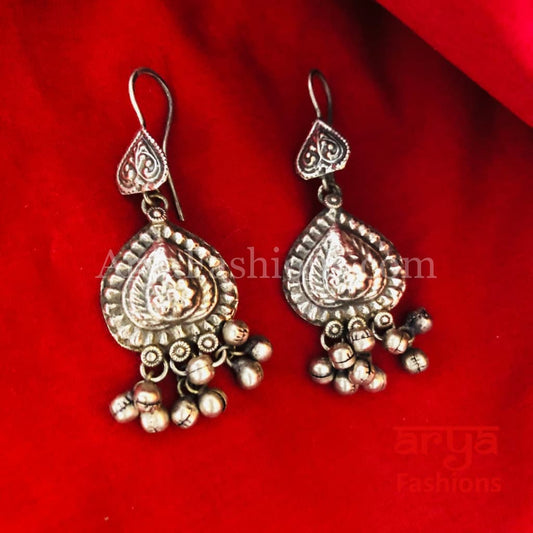 Trisha Oxidized Silver Jhumka Hoop Earrings