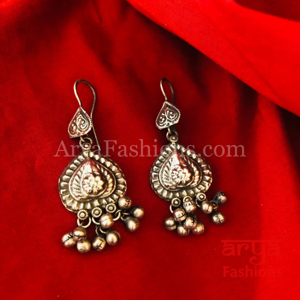 Trisha Oxidized Silver Jhumka Hoop Earrings
