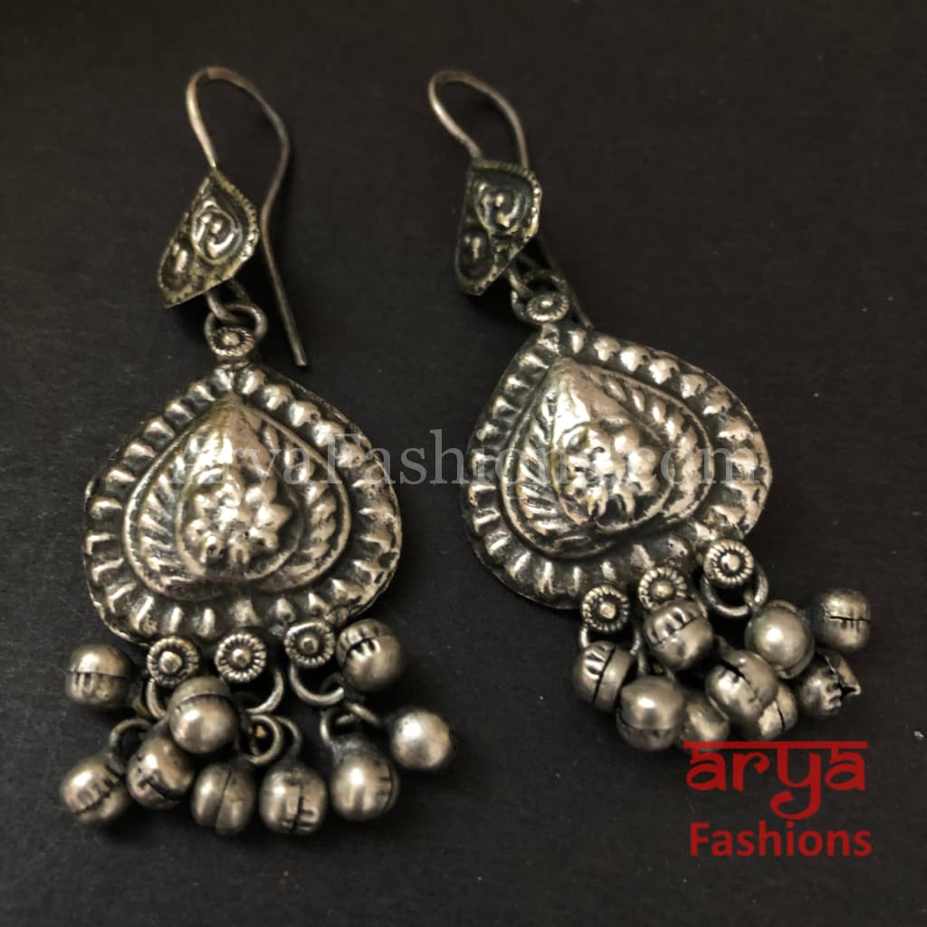 Trisha Oxidized Silver Jhumka Hoop Earrings