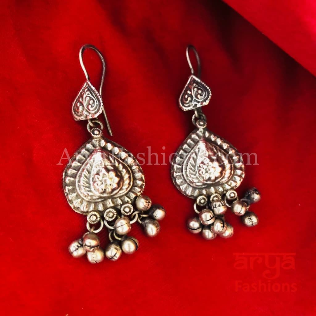 Trisha Oxidized Silver Jhumka Hoop Earrings