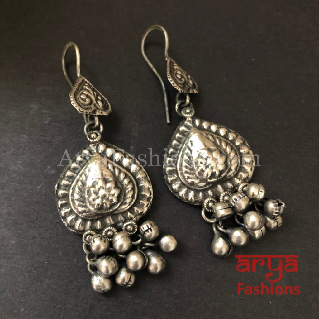 Trisha Oxidized Silver Jhumka Hoop Earrings