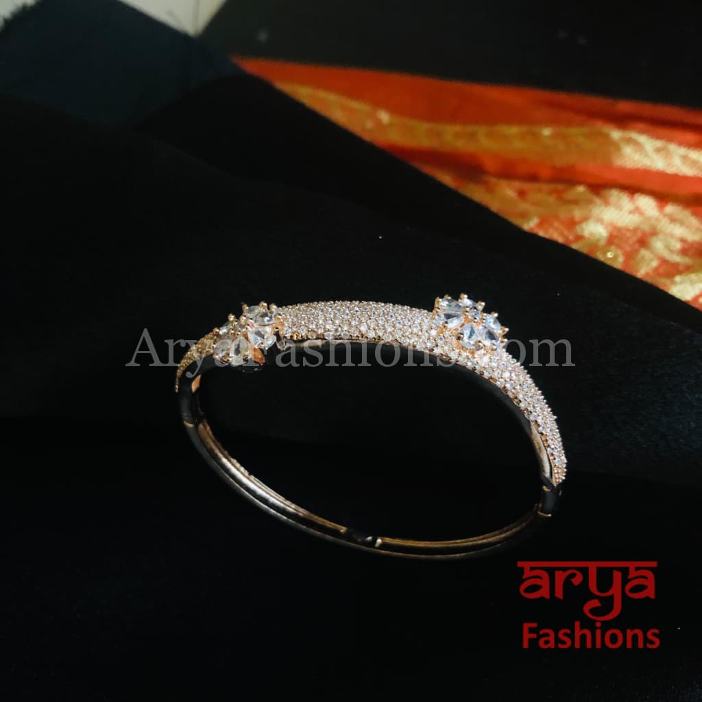 Tyra Cubic Zirconia Openable Bracelet/ CZ Crystal Party Bracelet