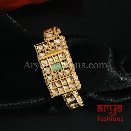 Veera Blue Kundan Rajwadi Openable Bracelet/ Rajasthani Jaipuri Pacchi Bracelet