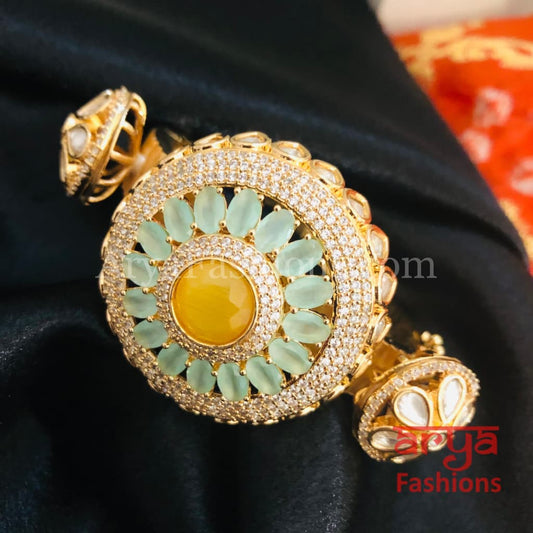 Veera Jadau Kundan Rajwadi Openable Bracelet/ Jaipuri Flower Pacchi Statement 