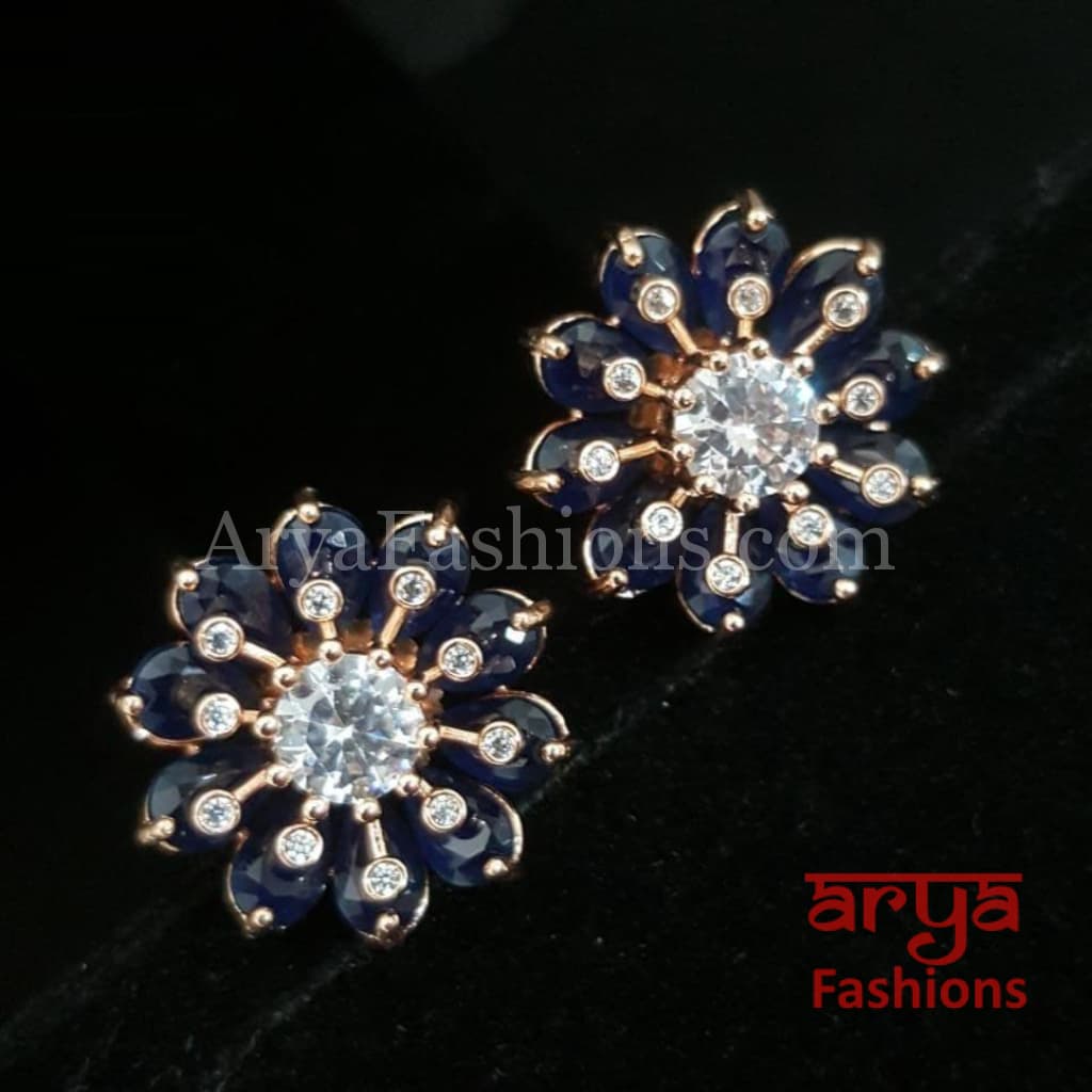 Viva Rose Gold CZ Studs/ Trendy Bollywood Stud Earrings
