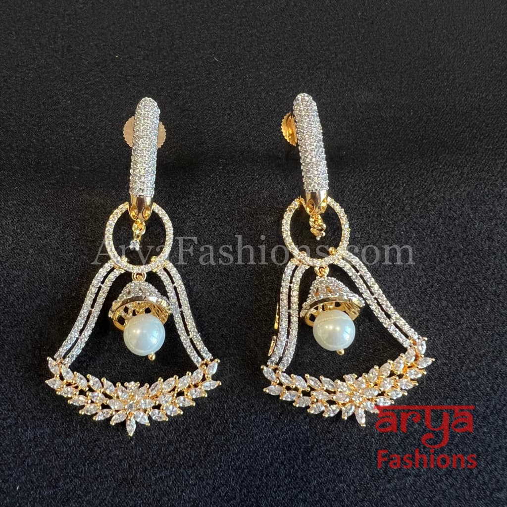 Zara Victorian Golden CZ Party Earrings