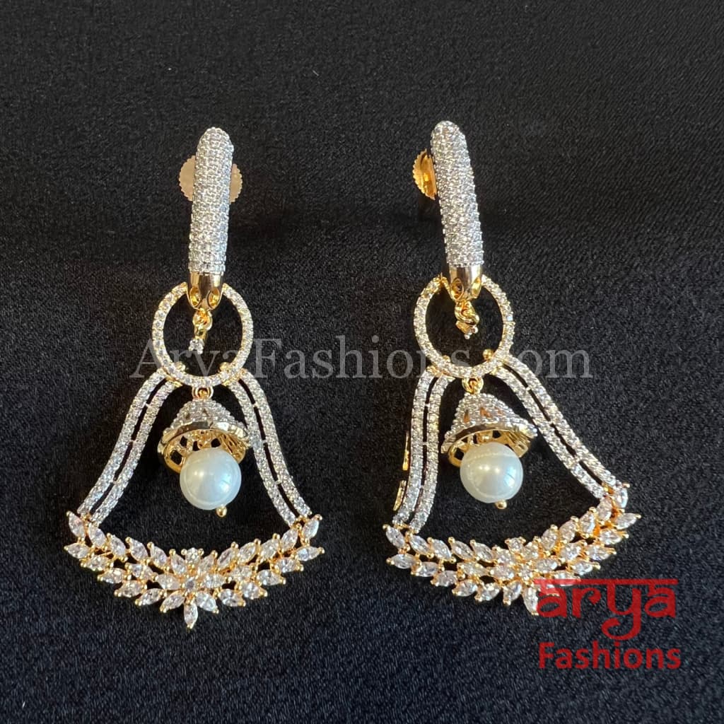 Zara Victorian Golden CZ Party Earrings