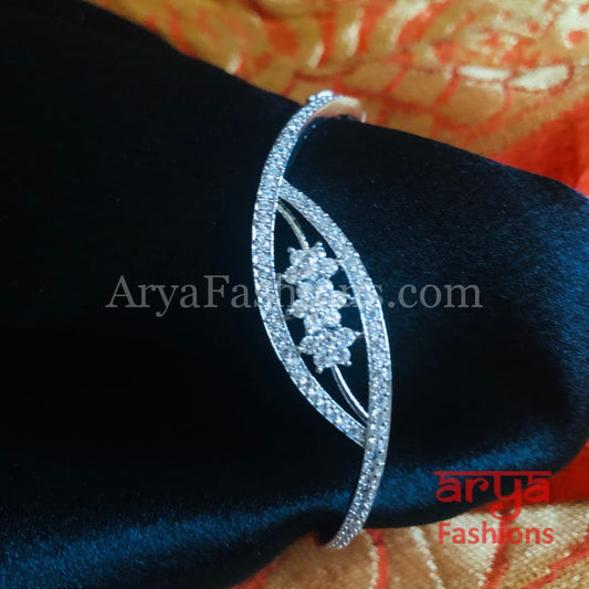 Zubia Silver CZ Band Bracelet/ Crystal Party Bracelet